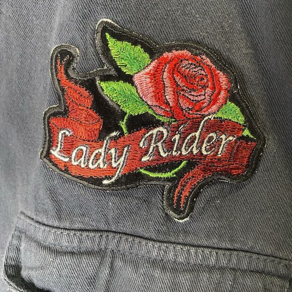 BIKER DESIGN LADIES ONLY Vest Denim Cropped Top Tie Front Sleeveless XL Black - Picture 8 of 10